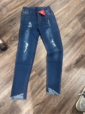 Women’s Dark Blue Distressed Slim Jeans